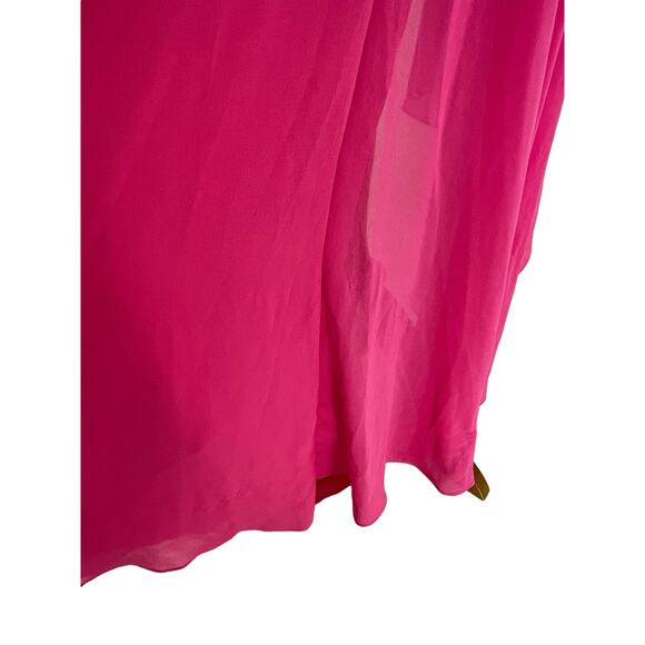 Cache Dress Womens 8 High Low Chiffon Pink Pleated Cutout Evening Prom Y2K - Picture 7 of 9